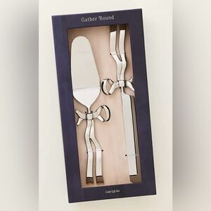 Anthropologie Benedita Stainless Steel Bow Cake Serve Set, NIB
